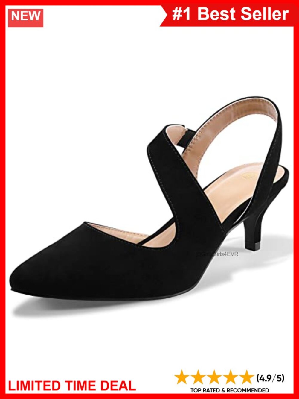 Women's Kitten Heel Slingback Pumps Pointed Toe Dress Shoes